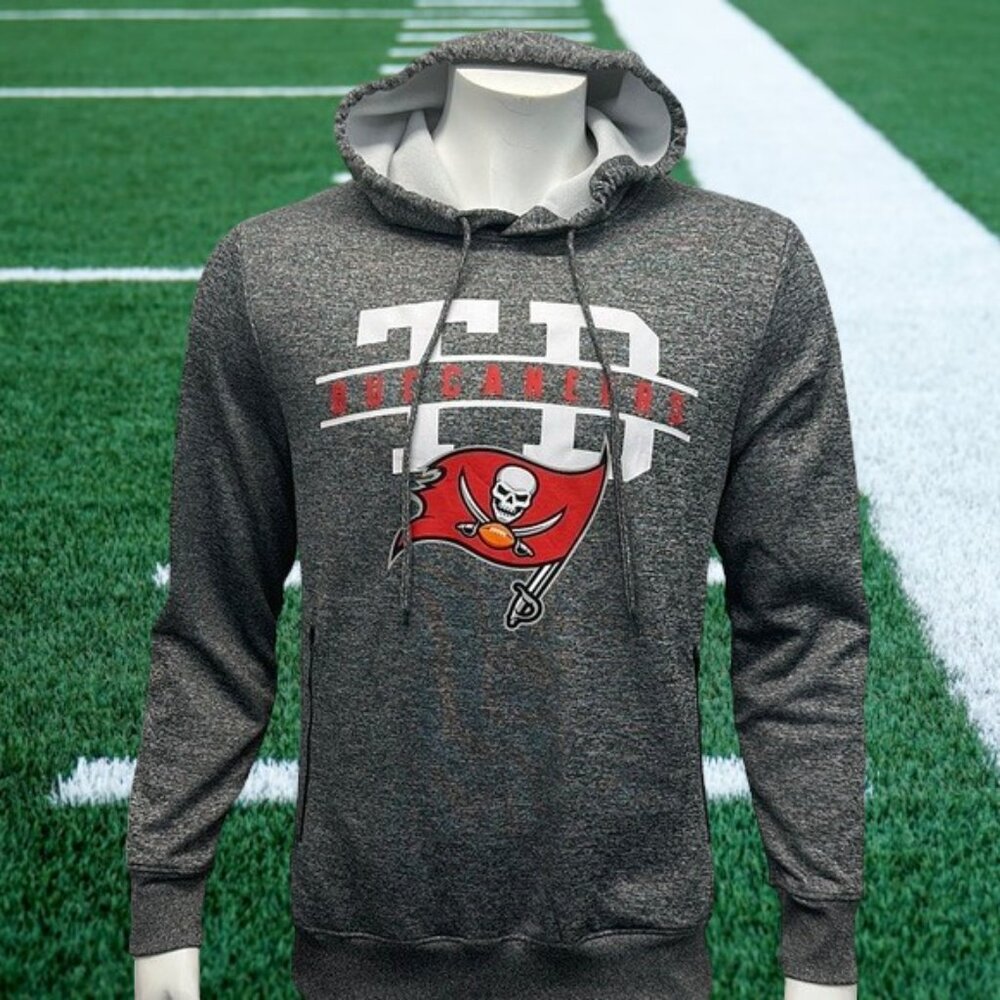 Tampa Bay Buccaneers NFL Gray Graphic Pullover Sweatshirt Hoodie w/Pockets Small